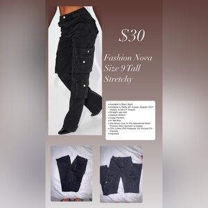 Cargo Black Pants Size 9 TALL